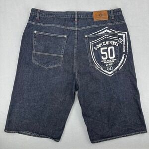 G-Unit Mens Denim Shorts Dark Wash Baggy Hip Hop Streetwear Size 42 Y2K